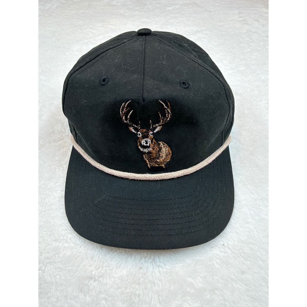 Duck Camp Black Rope Hat Embroidered Deer Snapback Cap Mens Outdoors Hunting